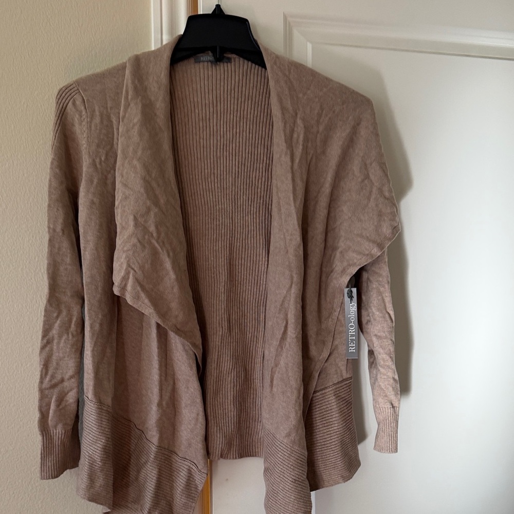 Stylish Taupe Open Front Cardigan